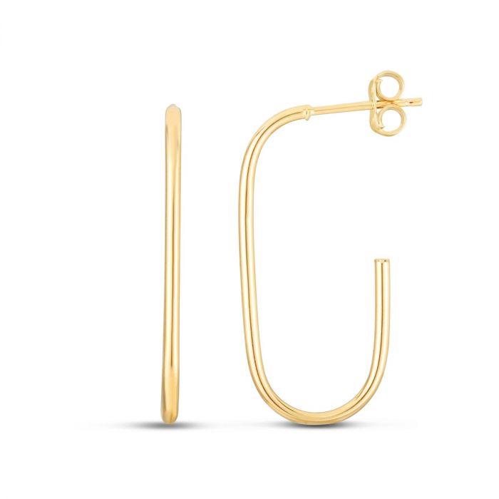 14K Gold Polished Paperclip Inspired J Hoop | Luby Gold Collection | Luby