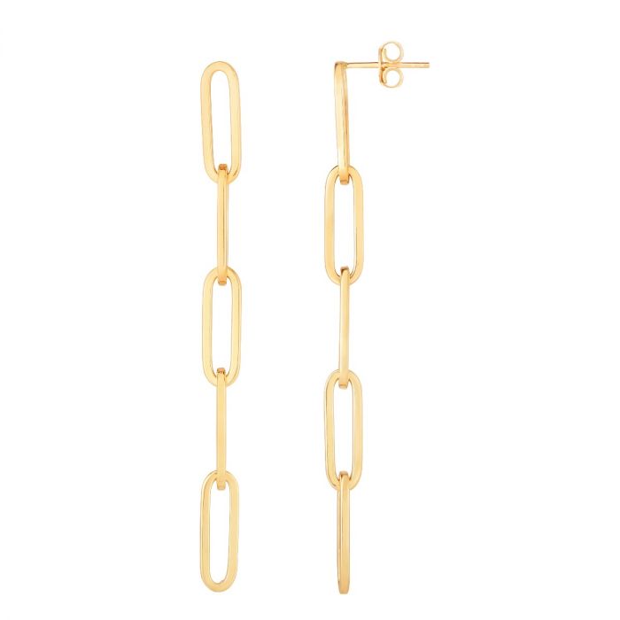 14K Gold Paperclip 5 Link Drop Earring | Luby Gold Collection | Luby
