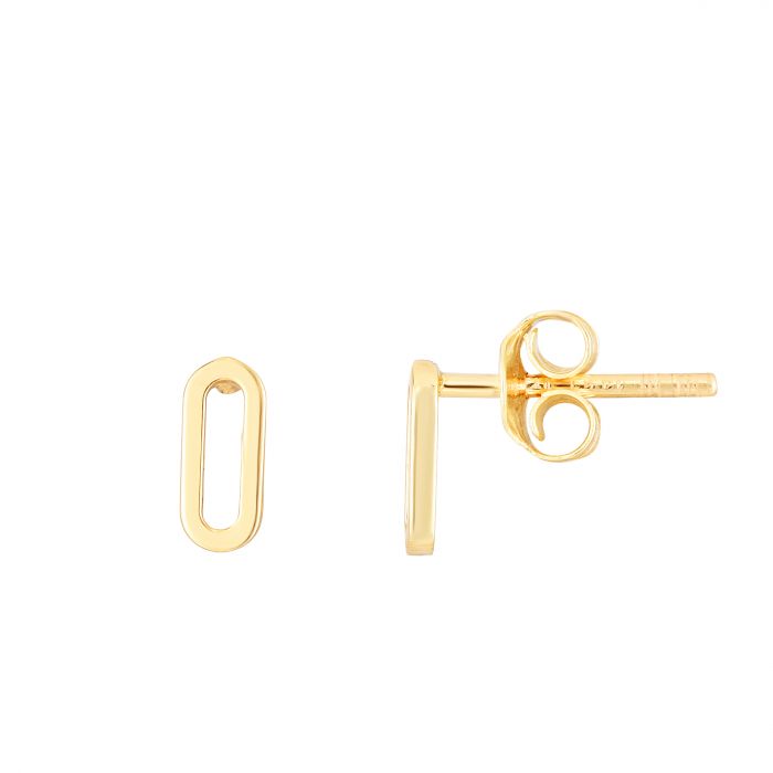 14K Yellow Gold Mini Paperclip Studs | Luby Gold Collection | Luby