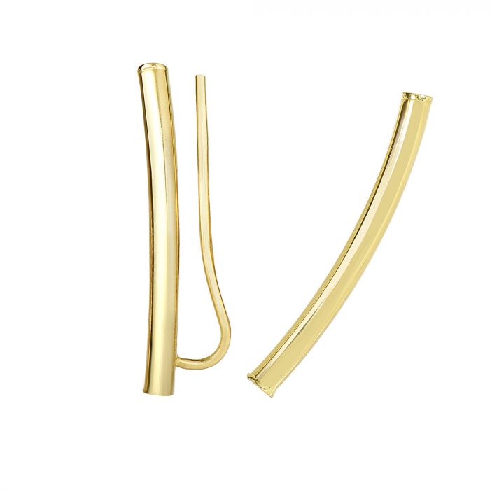 14K Gold Polished Bar Ear Climber | Luby Gold Collection | Luby