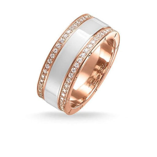 Cool Ceramic with CZ Crystals Ring (Rose-Gold/White) | Thomas Sabo | Luby