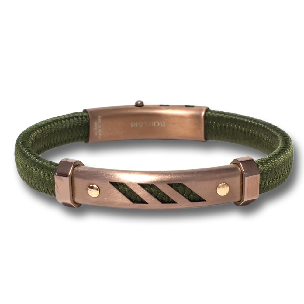 Bronze Polyester Cord Bracelet with Rose-Gold Screws | BORSARI | Luby