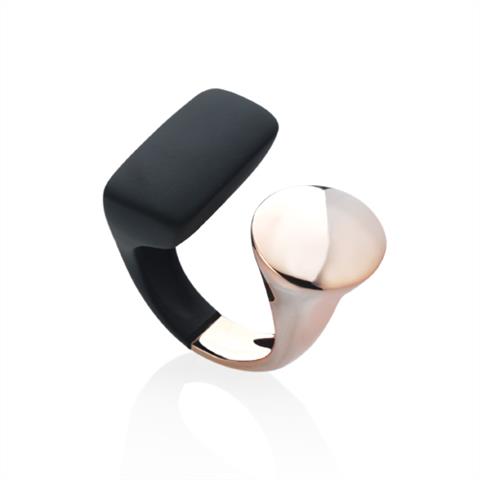 Marcello Pane Black Rubber and Rose Gold Ring 925 | Marcello Pane | Luby