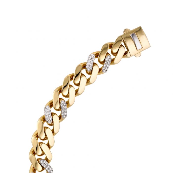 14K Gold 11.5mm Lite Miami Cuban with Diamond Stations | Luby Gold Collection | Luby