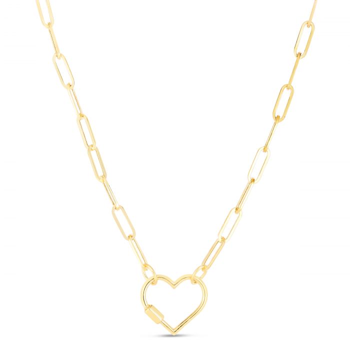 14K Heart Carabiner Paperclip Necklace | Luby Gold Collection | Luby