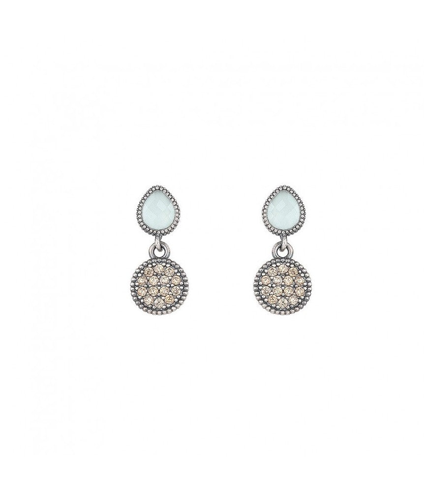 Silver Earrings With Chancedony And CZ | Sunfield | Luby