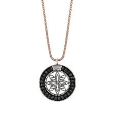 Silver Necklace With Green Crystal And Flowers | Sunfield | Luby