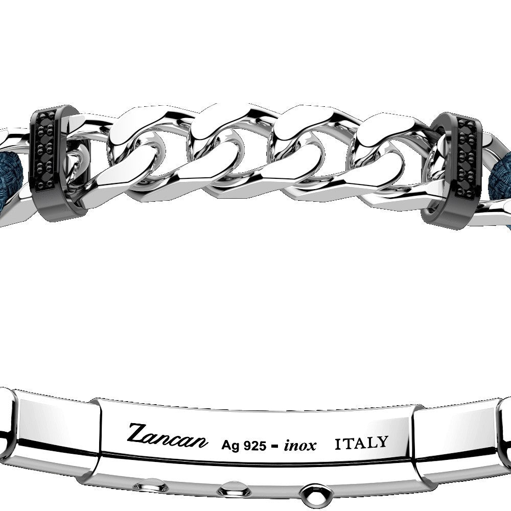 Blue Kevlar and Silver with Black Spinels Bracelet | Zancan | Luby