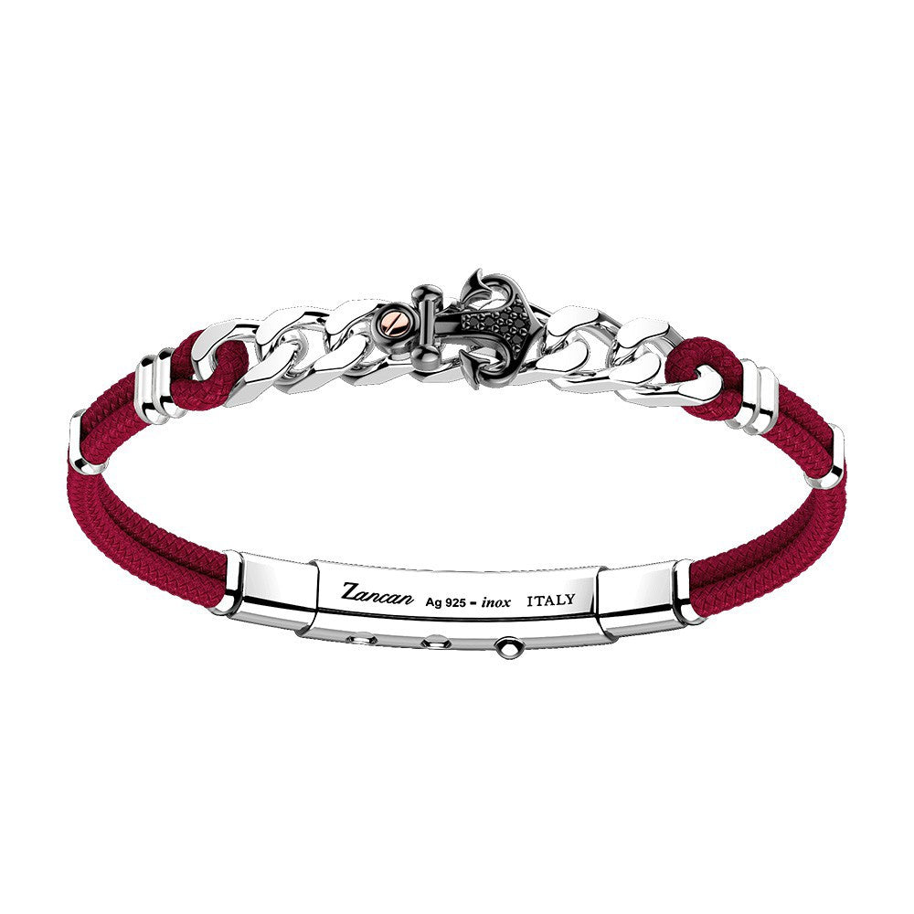 Red Kevlar and Silver with Black Spinels Bracelet | Zancan | Luby