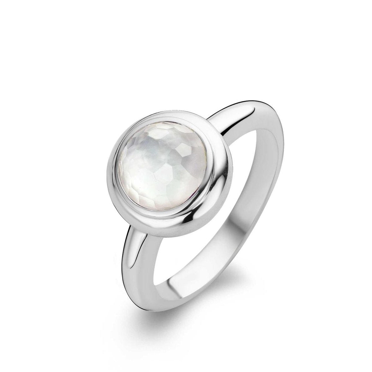 SMALL WHITE ROUND STONE RING | Ti Sento Milano | Luby