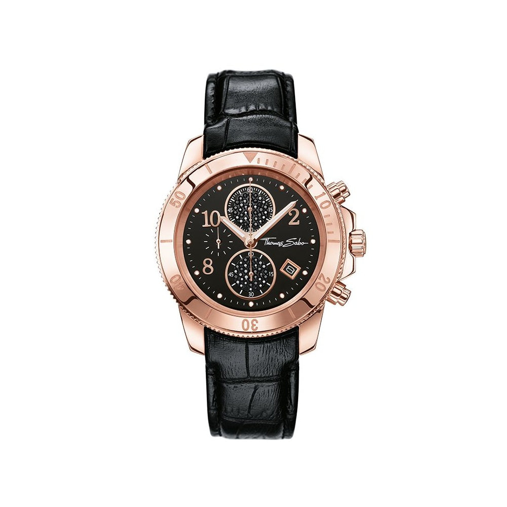 Women's Glam Chronograph Watch (Rose-Gold/Black) | Thomas Sabo | Luby