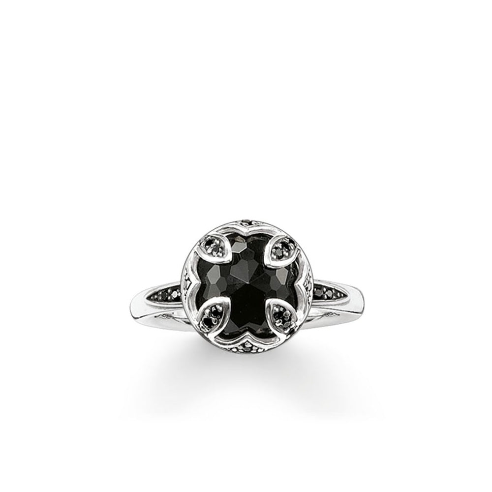 Purity of Lotos Onyx Stone Ring (Silver/Black) | Thomas Sabo | Luby