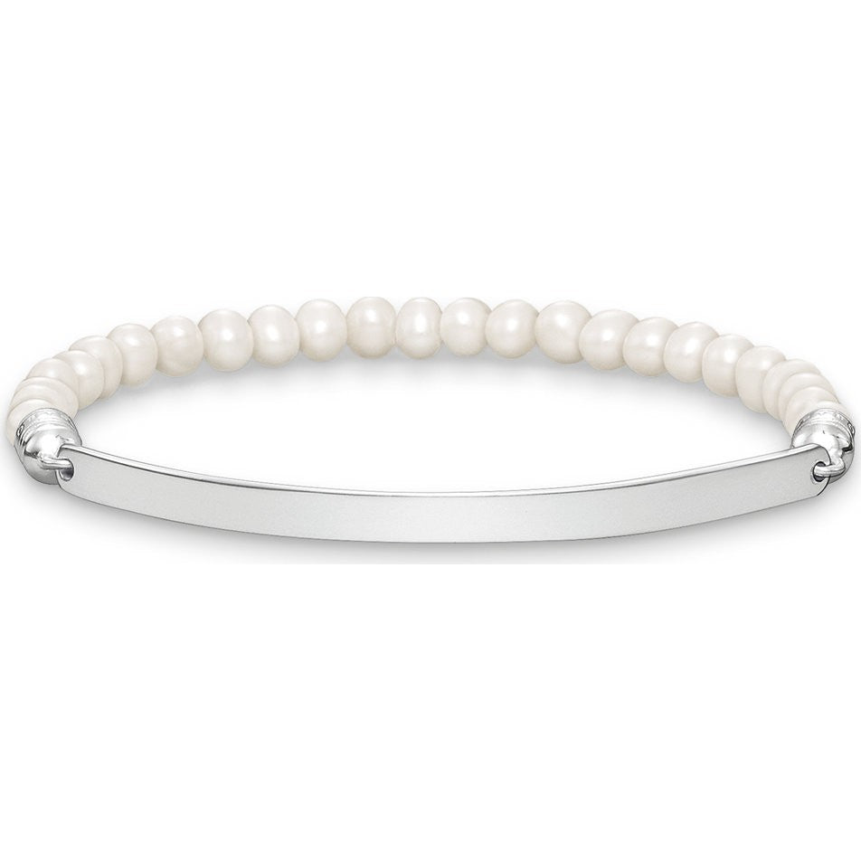 Glam Love Bridge Freshwater Pearl Bracelet (Silver/White) | Thomas Sabo | Luby