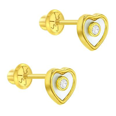 MOTHER OF PEARL HEART EARRINGS | Children Collection | Luby