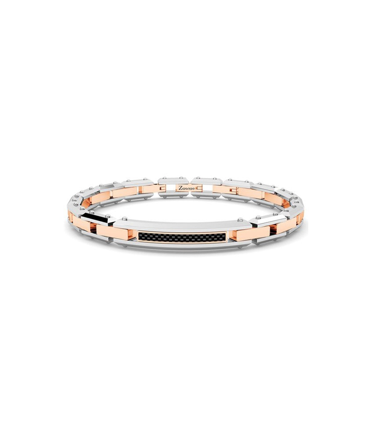 Zancan Men's Bracelet - Hi-Teck in 316L Rose Gold Steel with Central Plate in Carbon Fiber | Zancan | Luby