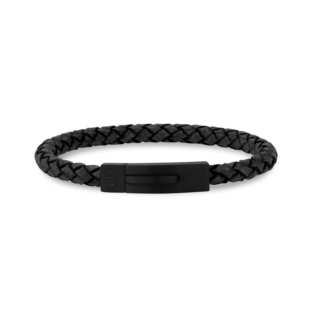 6mm Grey Leather Black Clasp Bracelet | ARZ Steel | Luby 