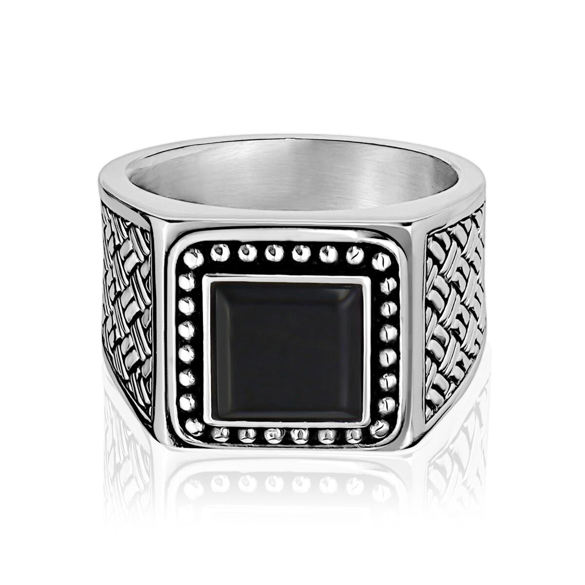 Black Stone Signet Ring | ARZ Steel | Luby 