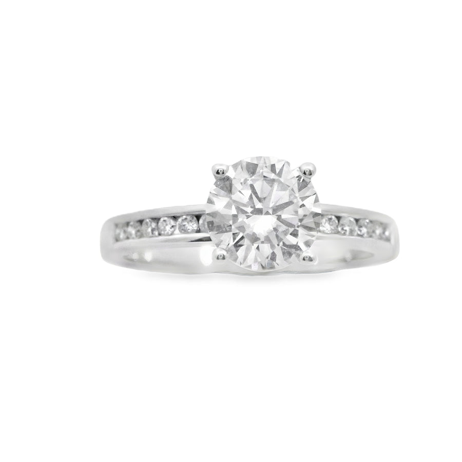 Zeghani 14K White Gold Lab Diamond Main Stone With Natural Diamonds  Engagement Ring