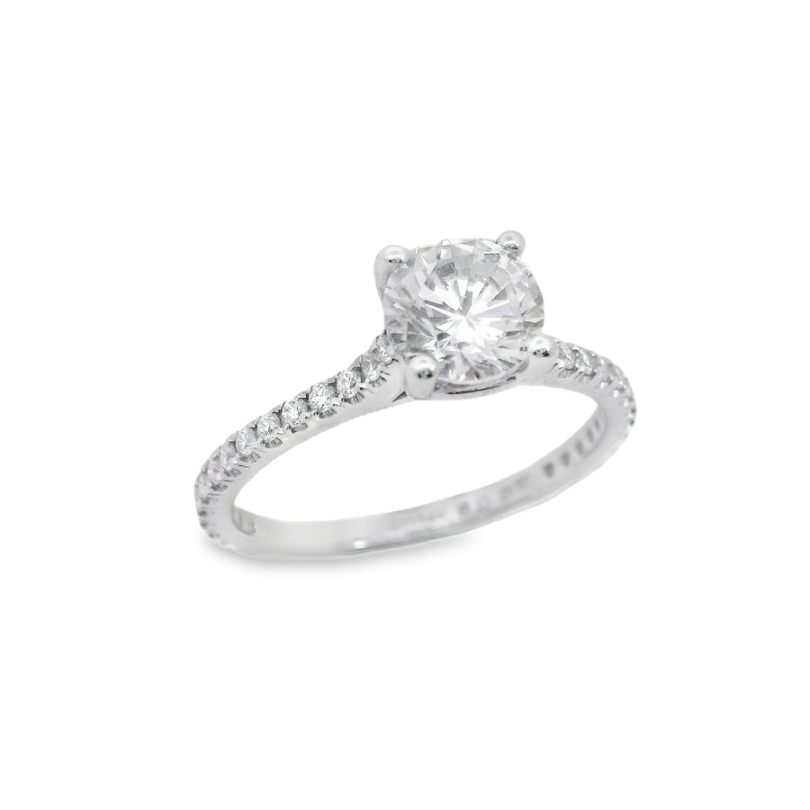 Zeghani 14K White Gold  Lab Ground Diamond Classic Beauty Engagement Ring