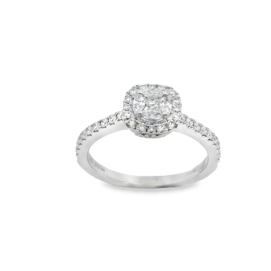 Zeghani White Gold Princess Cut Marquise Engagement Ring