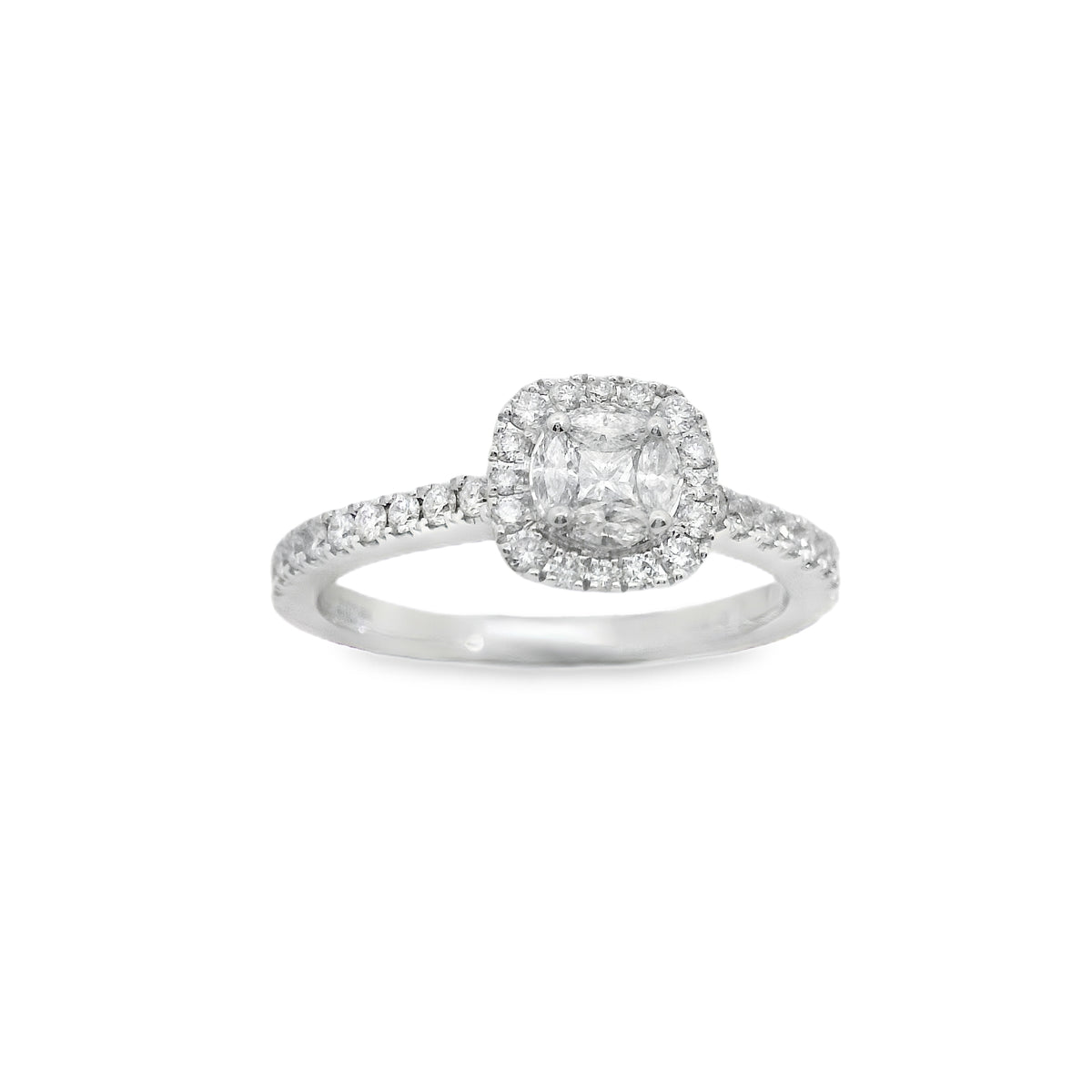Zeghani White Gold Princess Cut Marquise Engagement Ring | Zeghani | Luby 