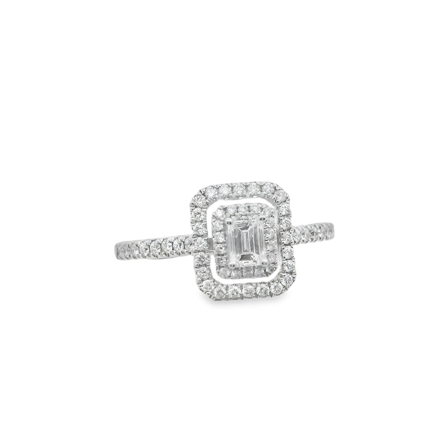 Zeghani White Gold Emerald Cut Delicate Diva Engagement Ring | Zeghani | Luby 