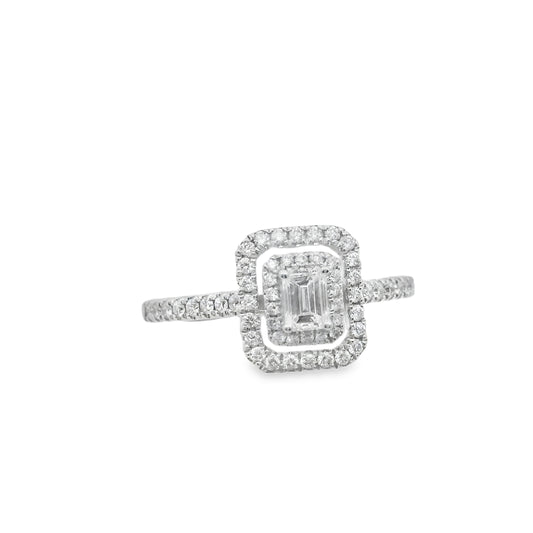 Zeghani White Gold Emerald Cut Delicate Diva Engagement Ring | Zeghani | Luby 