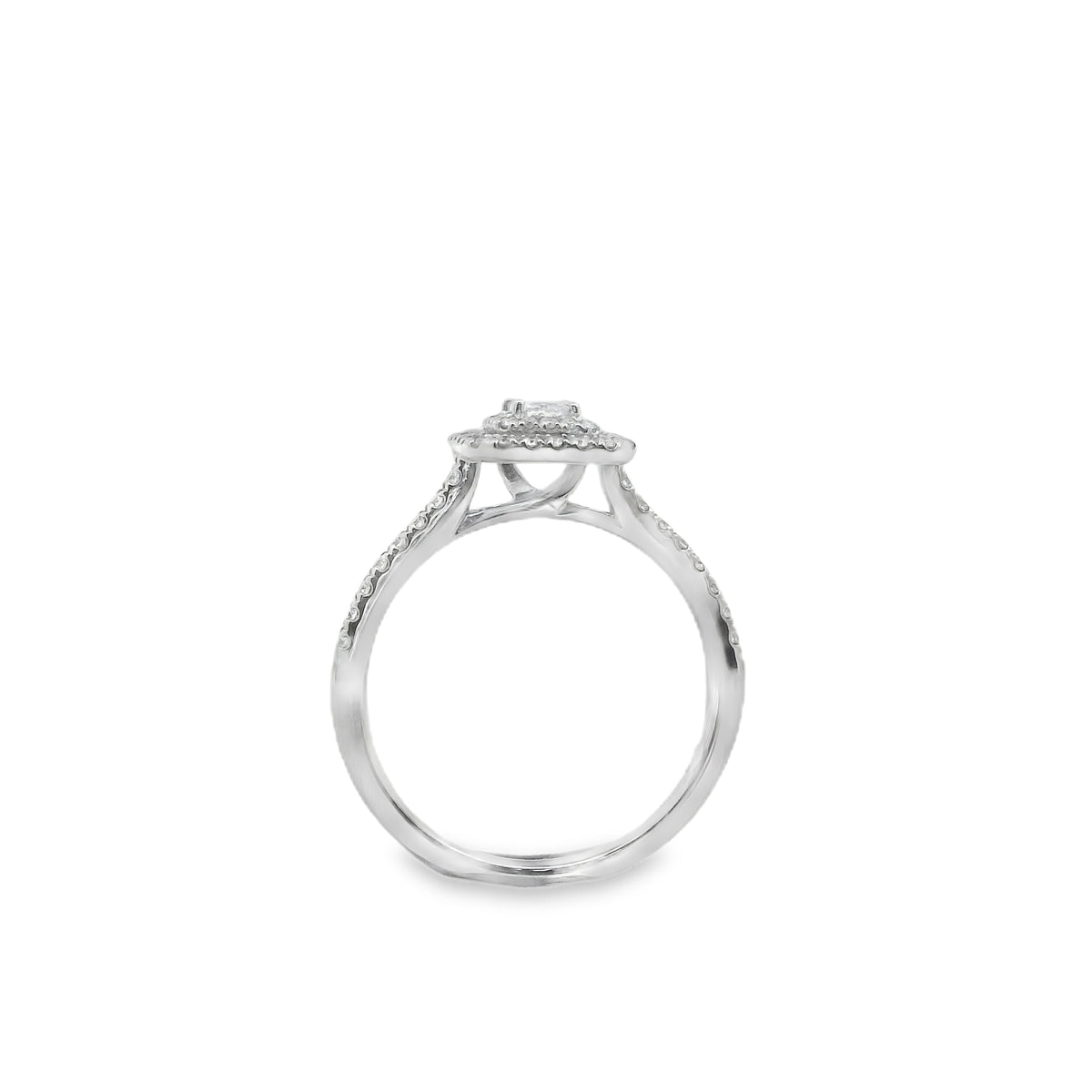 Zeghani White Gold Emerald Cut Delicate Diva Engagement Ring | Zeghani | Luby 