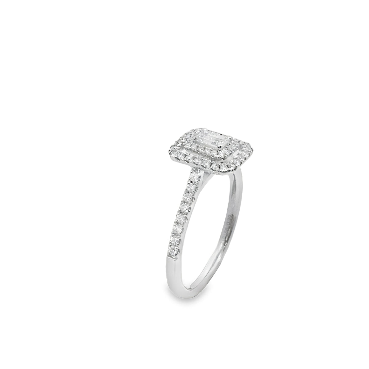 Zeghani White Gold Emerald Cut Delicate Diva Engagement Ring | Zeghani | Luby 