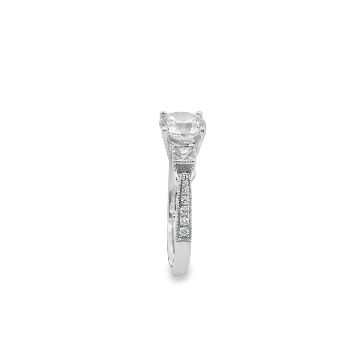 Zeghani The Three Stone Trinity Engagement 14K Withe Gold | Zeghani | Luby 