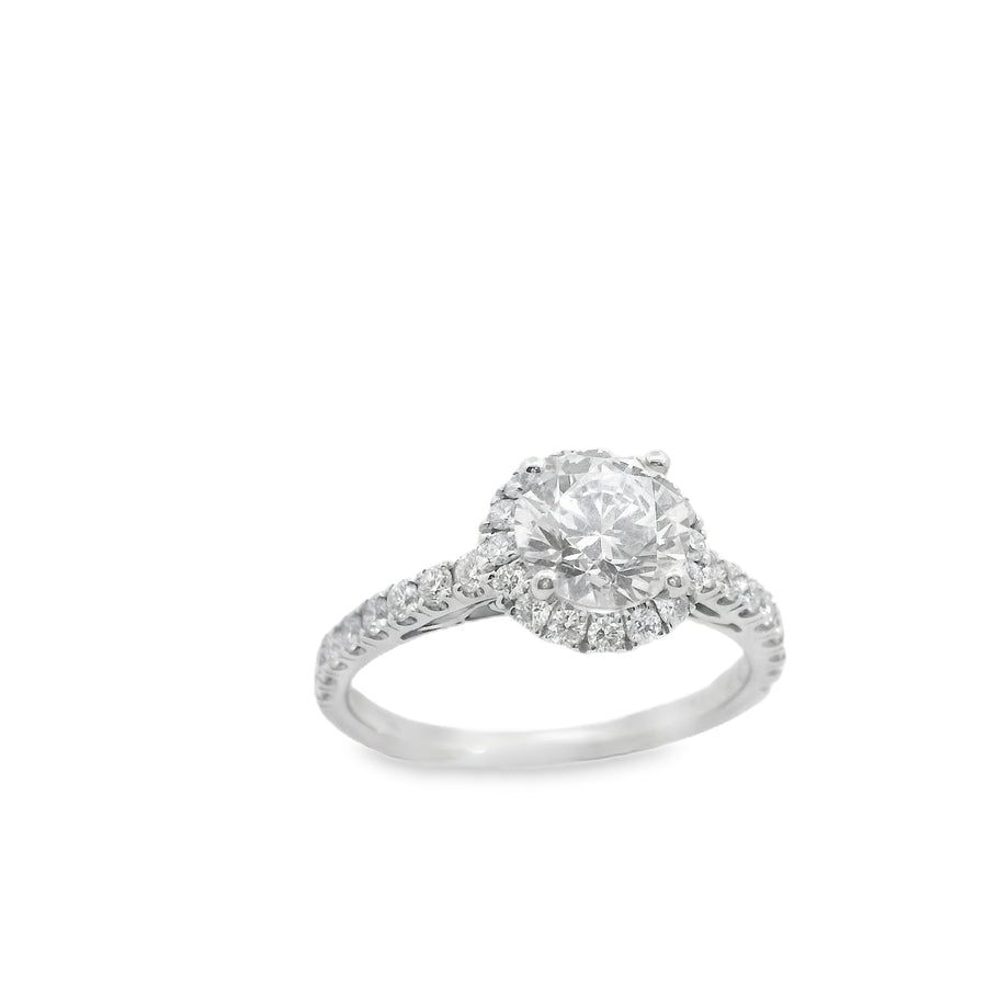 Zeghani 14K  White Gold Round Lab Ground Diamond Engagement Ring
