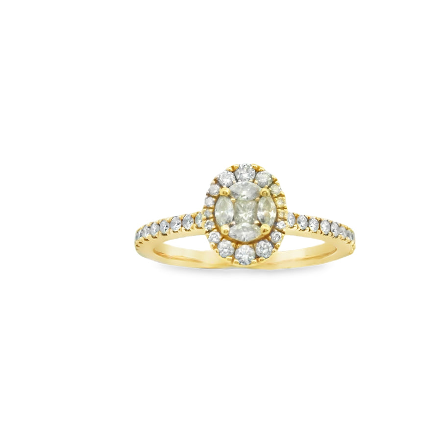 Anillo de compromiso de talla marquesa ovalada de oro Zeghani