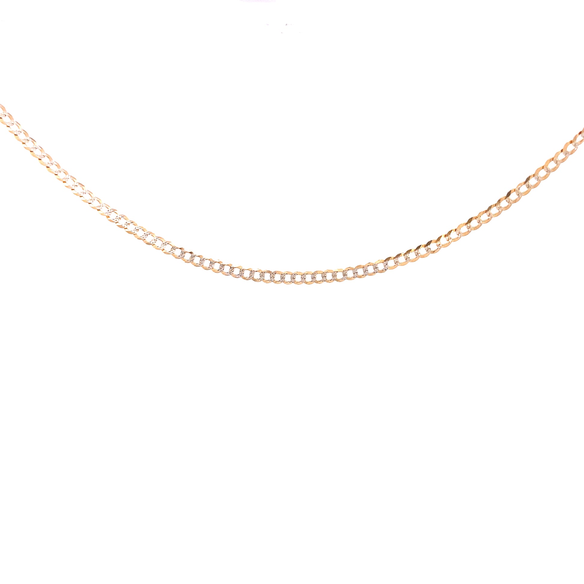 14k Gold Chain Flat Cuban Two Tone Cut Daimond | Luby Gold Collection | Luby 