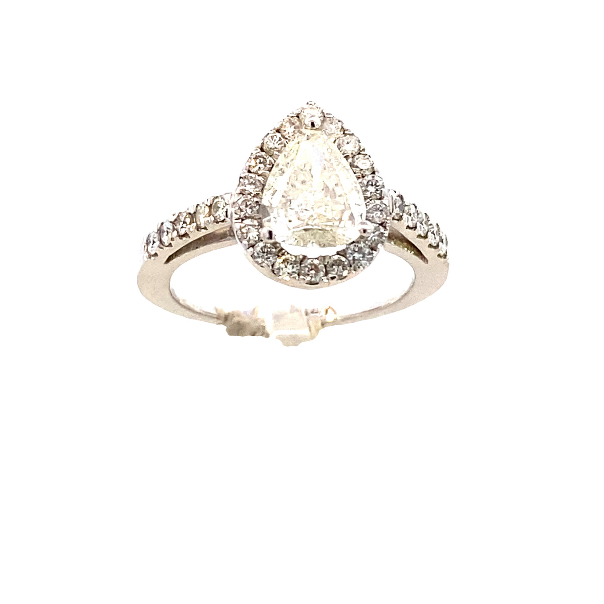 14k Diamond Pear Cut Diamond Halo White Gold Engagement Ring | Luby Diamond Collection | Luby 