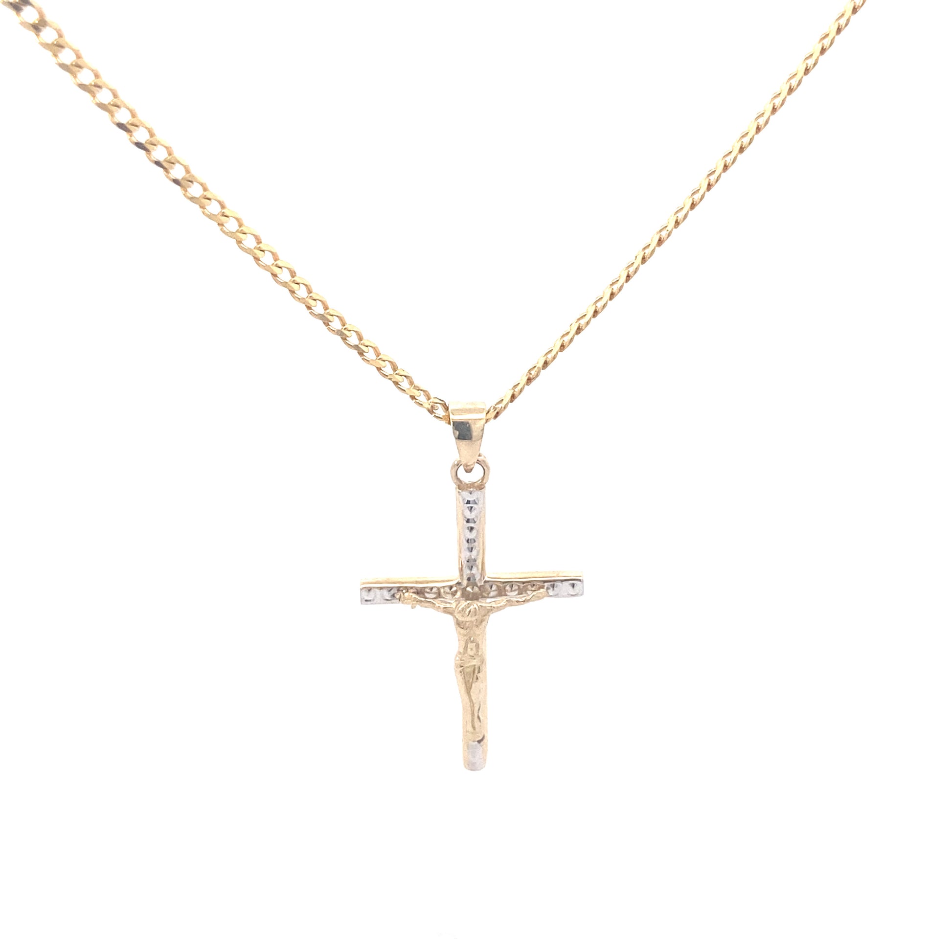 14k Gold Cross with Jesus Two Tone | Luby Gold Collection | Luby 