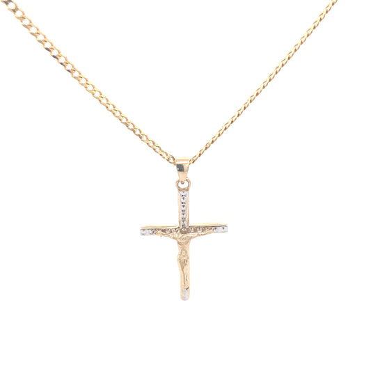 14k Gold Cross with Jesus Two Tone | Luby Gold Collection | Luby 