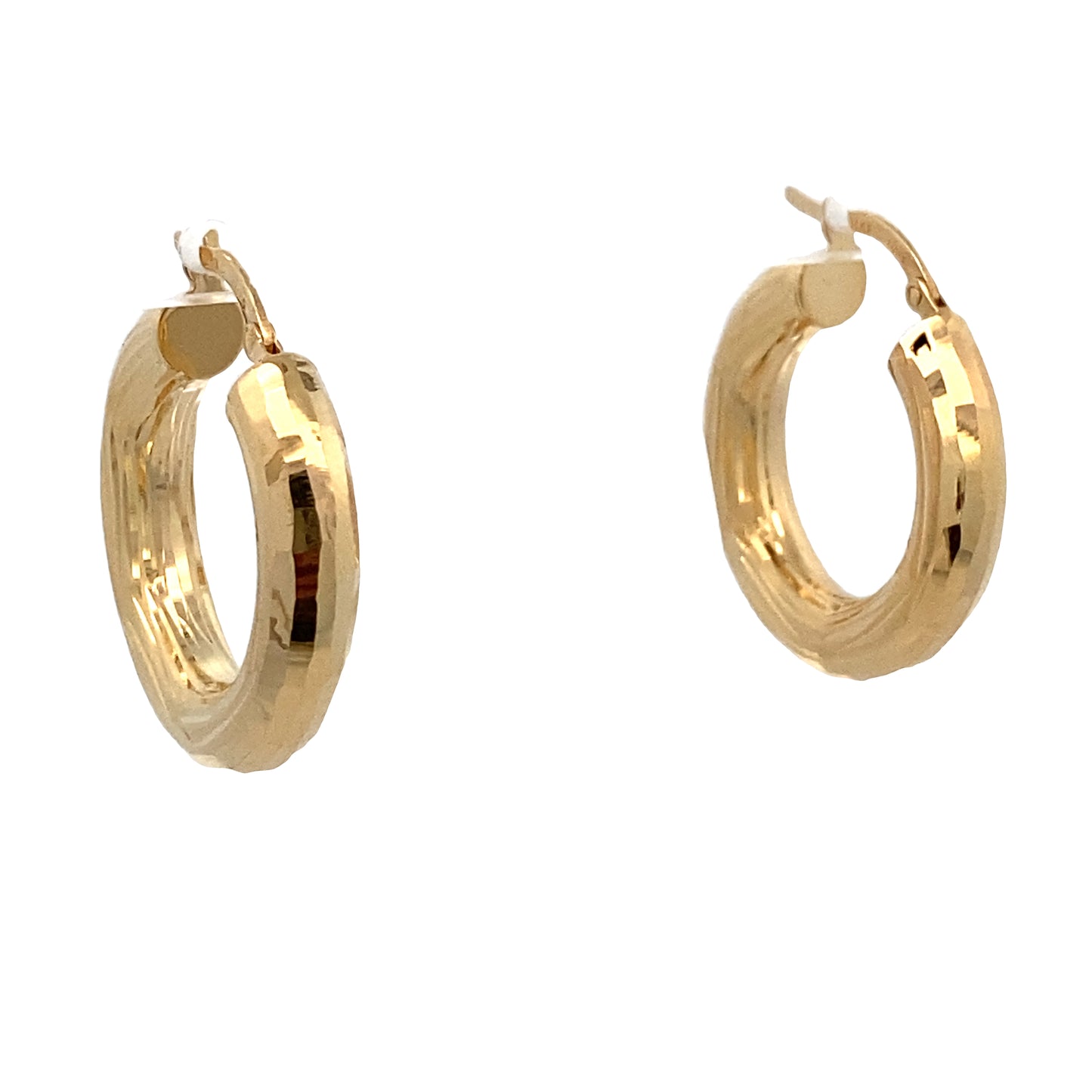 14K Gold Faceted Bold Hoops Earrings | Luby Gold Collection | Luby 