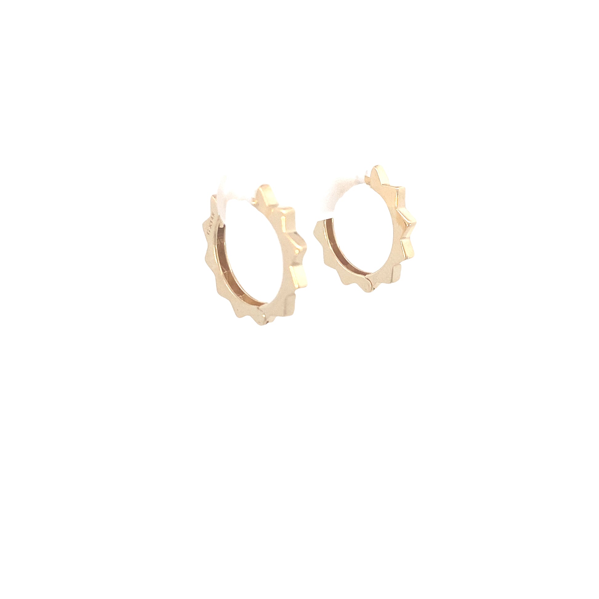 14K Gold Sun Shape Hoops Earrings | Luby Gold Collection | Luby 