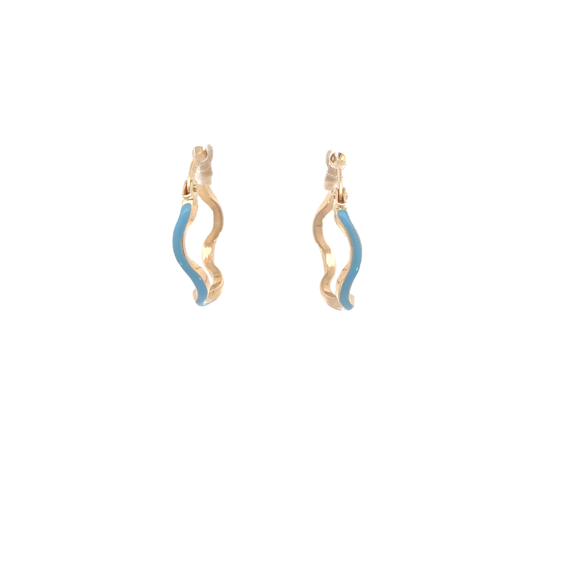 14K Gold Wave Hoops with Blue Enamel | Luby Gold Collection | Luby 