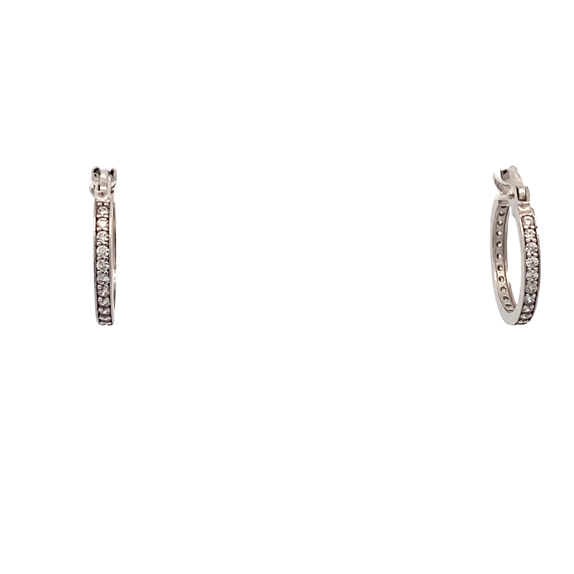 14K White Gold Hoops Earrings with CZ | Luby Gold Collection | Luby 