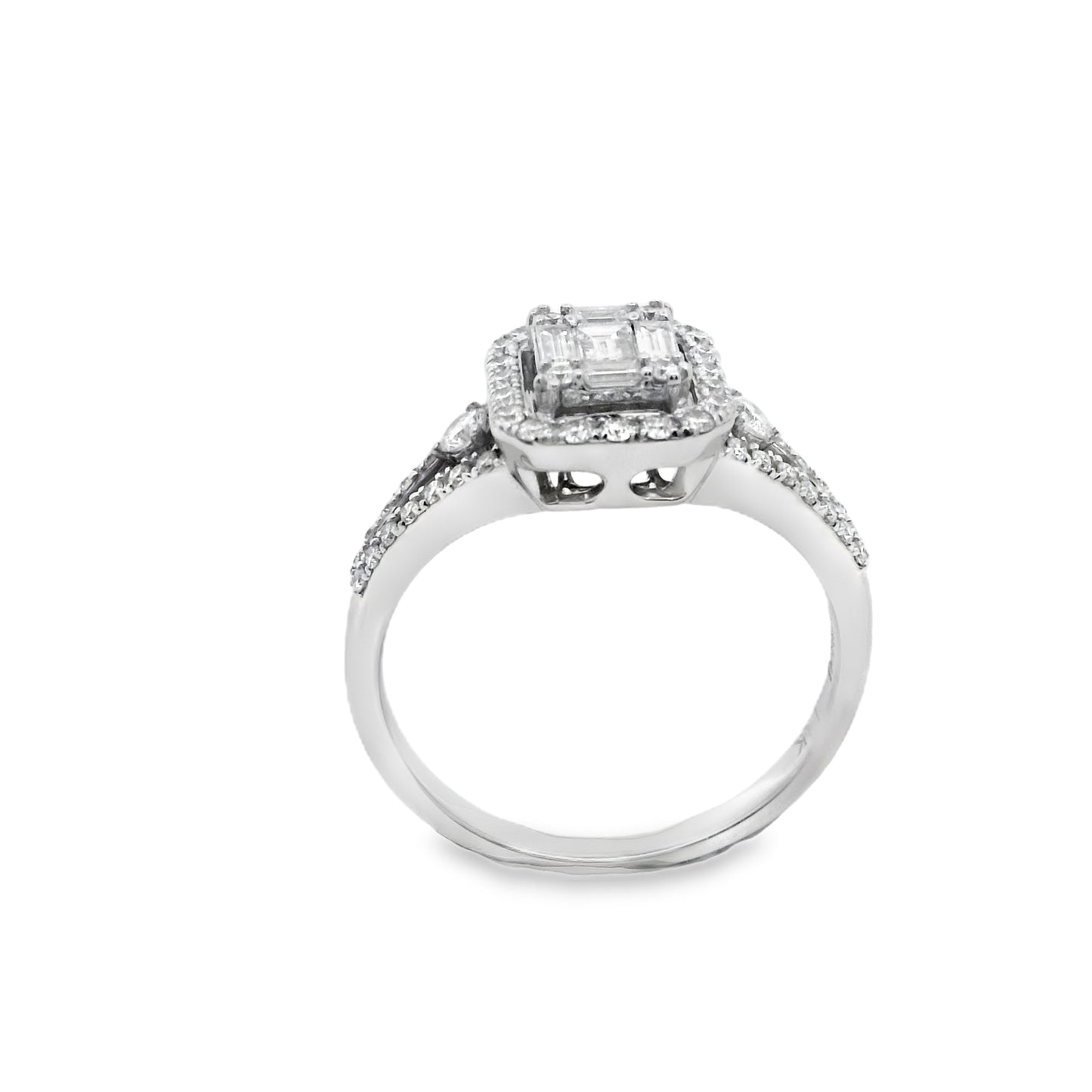 Zeghani White Gold Princess Cut Halo Engagement Ring | Zeghani | Luby 
