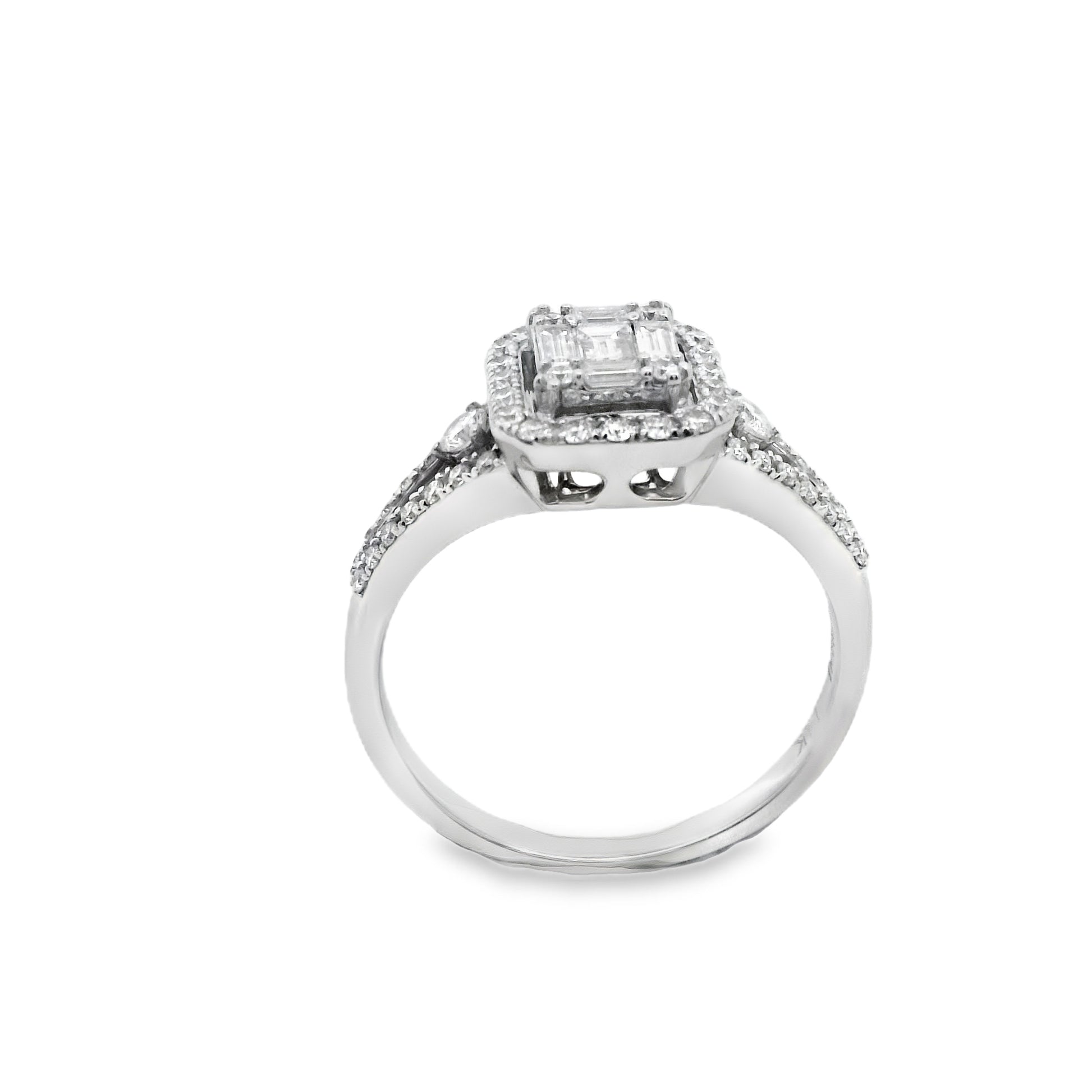 Zeghani White Gold Princess Cut Halo Engagement Ring | Zeghani | Luby 