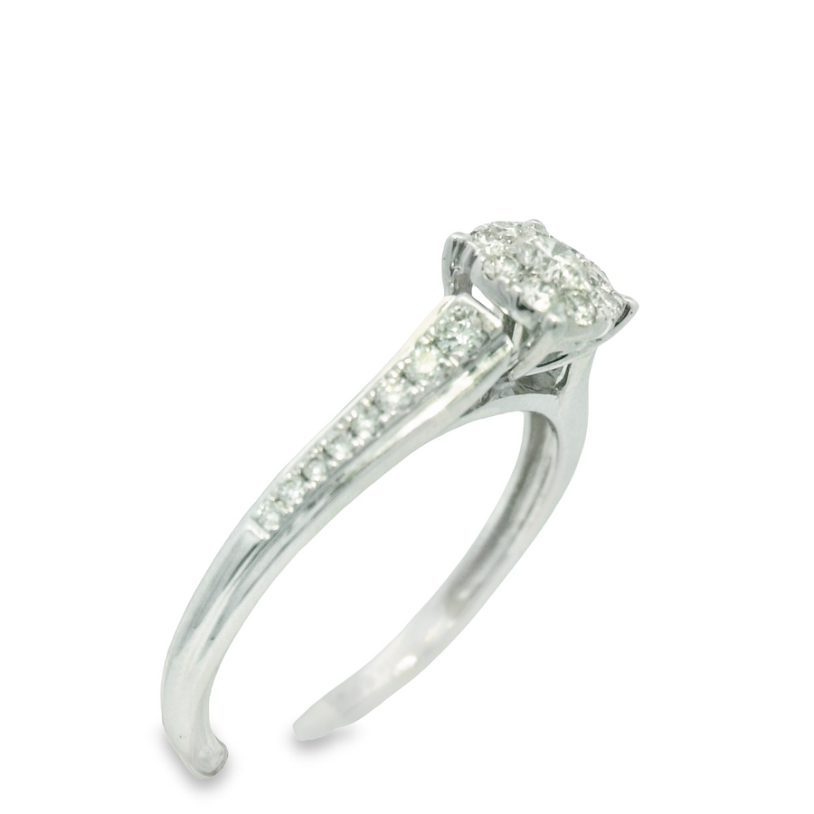 14K White Gold Diamond Bridal Ring 0.37CT