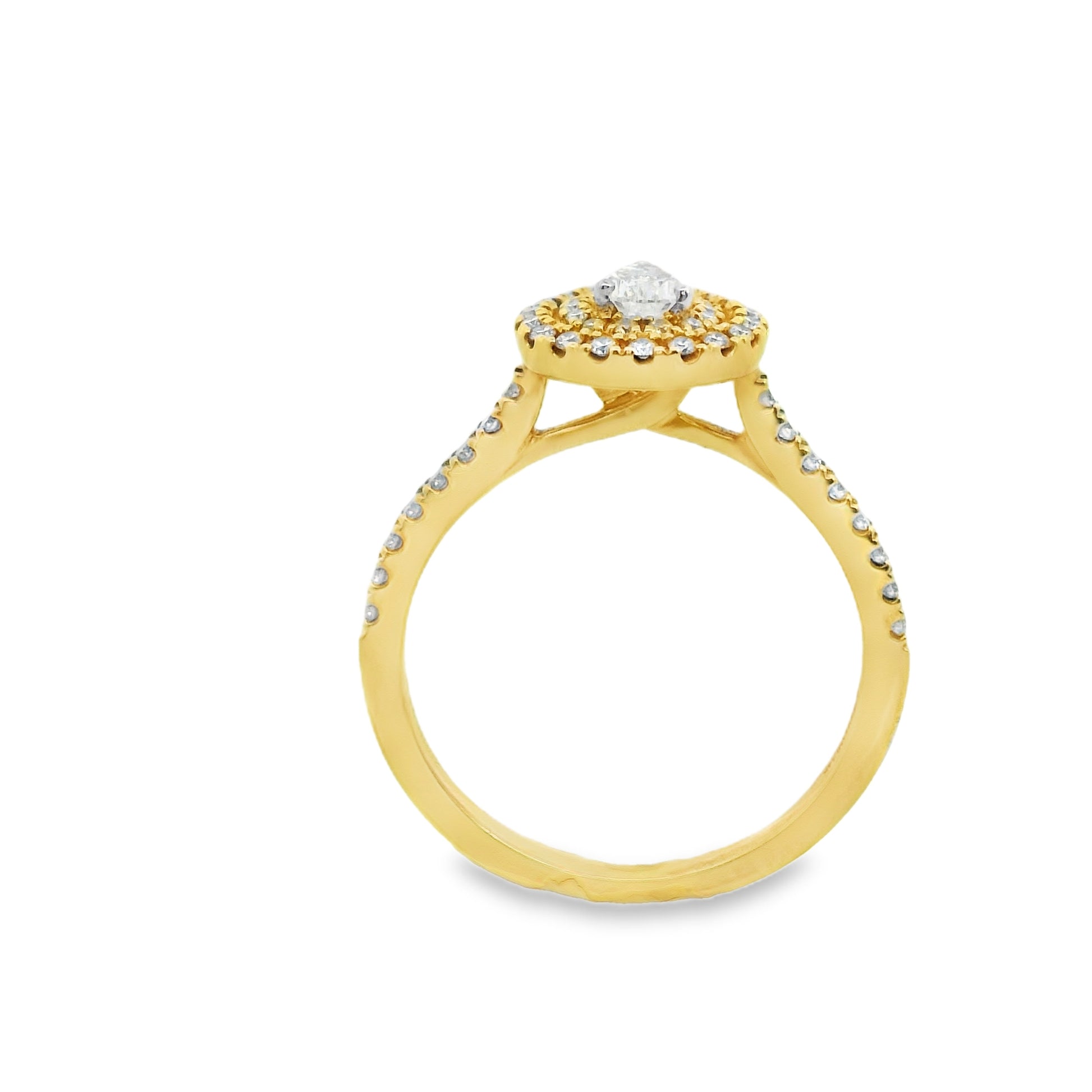 Zeghani Gold Pear Cut Delicate Diva Engagement Ring | Zeghani | Luby 