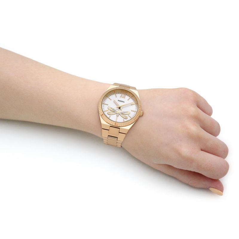 Scarlette Three-Hand Gold-Tone Stainless Steel Watch | Fossil | Luby 