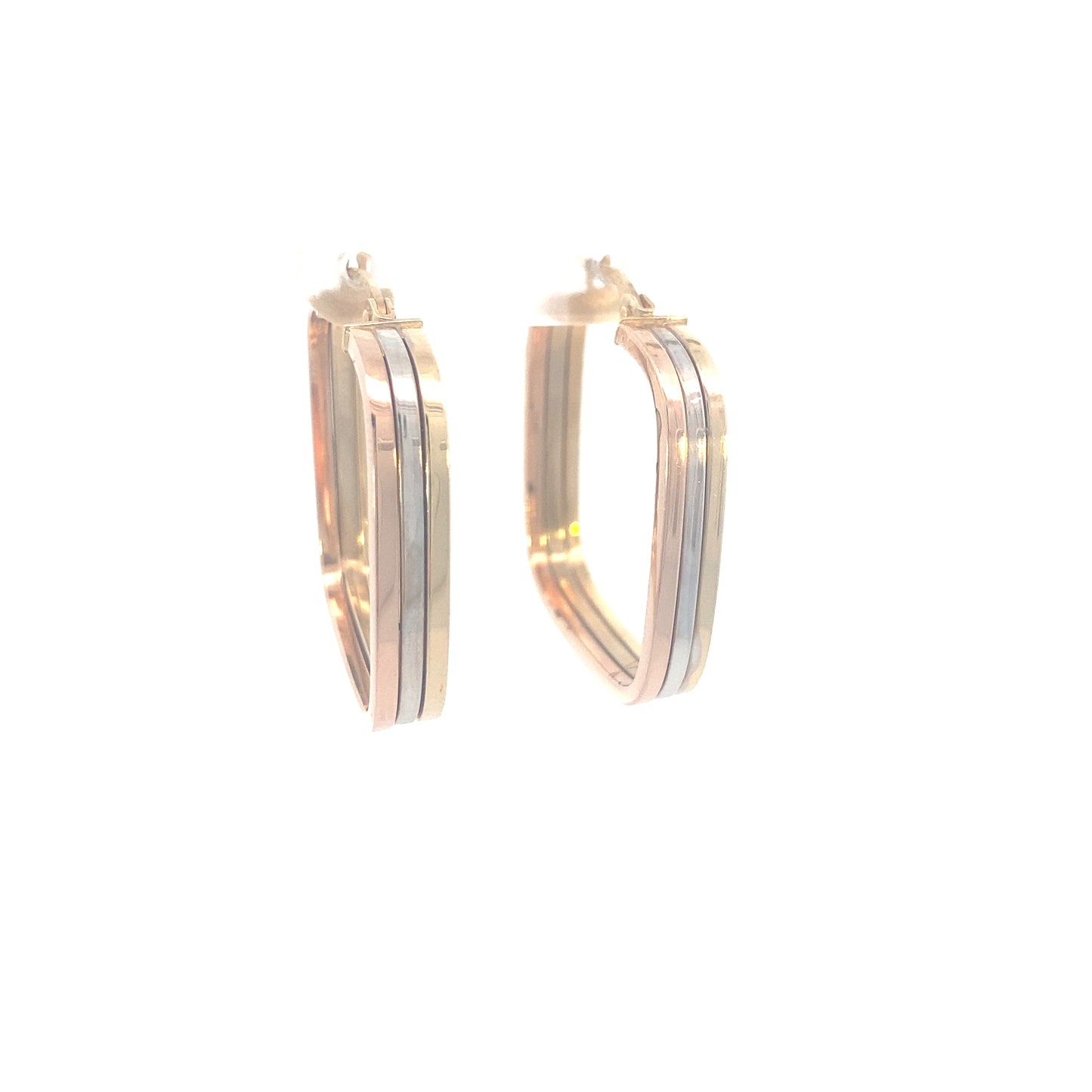 14K Square Tri-Color Gold Earrings | Luby Gold Collection | Luby 