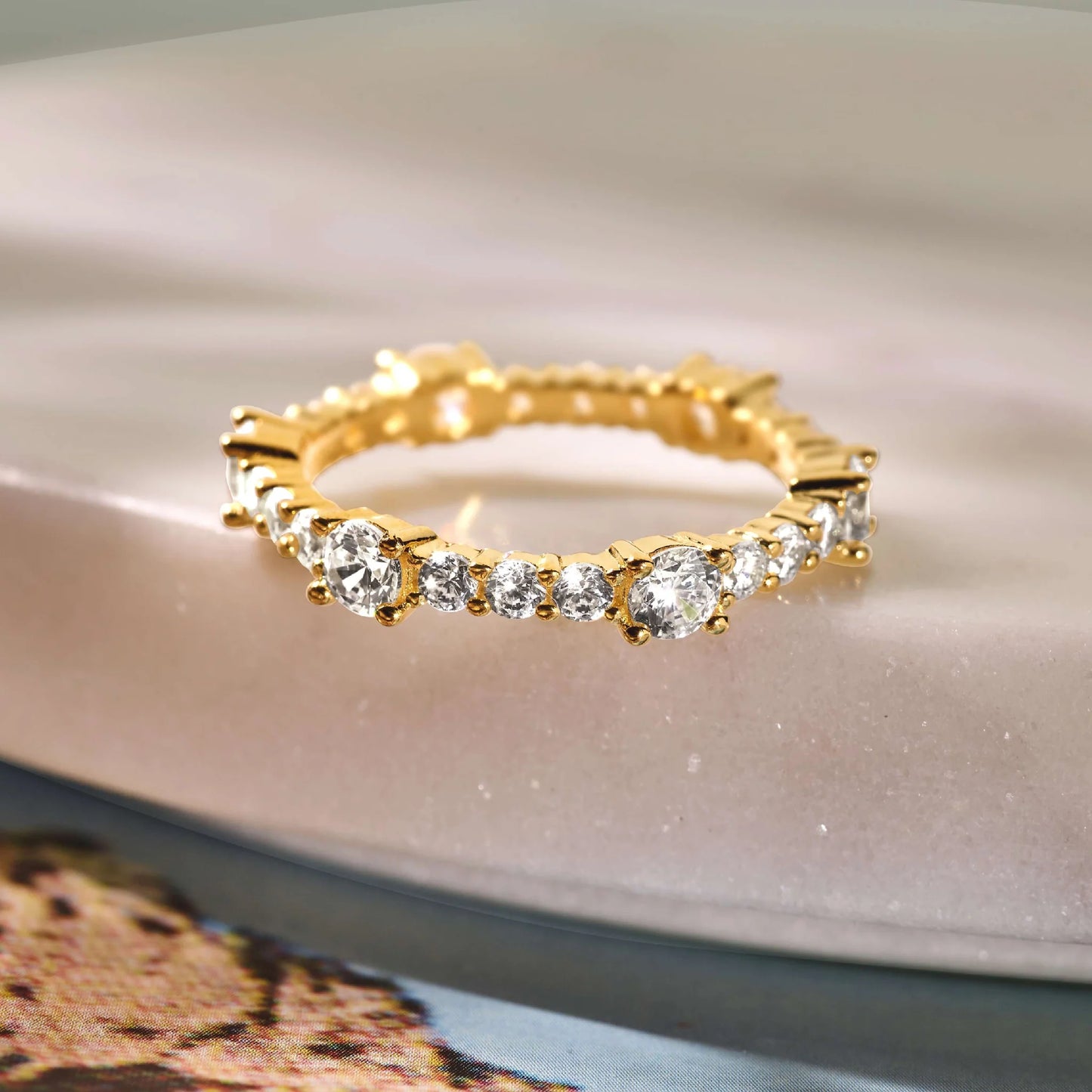 Eternity Tennis Ring Hand-set Zirconia / 18ct Gold Vermeil