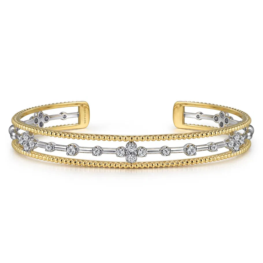 14K Mix of White and Yellow Gold Diamond Bangle | Gabriel & Co. | Luby 