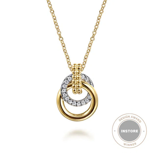 14K White Yellow Gold Bujukan Diamond Pendant Necklace | Gabriel & Co. | Luby 