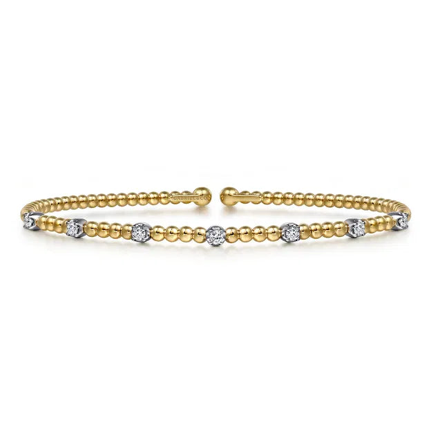 14K White-Yellow Gold Bujukan Diamond Stations Bangle | Gabriel & Co. | Luby 
